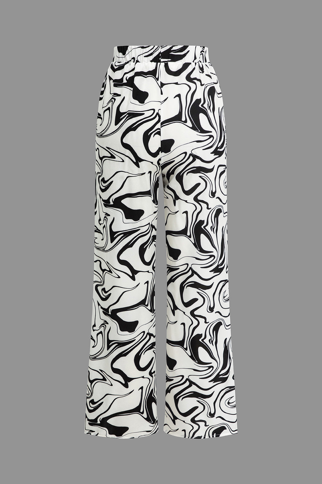 Pantalones Rectos de Cintura Alta con Mármol para Mujer