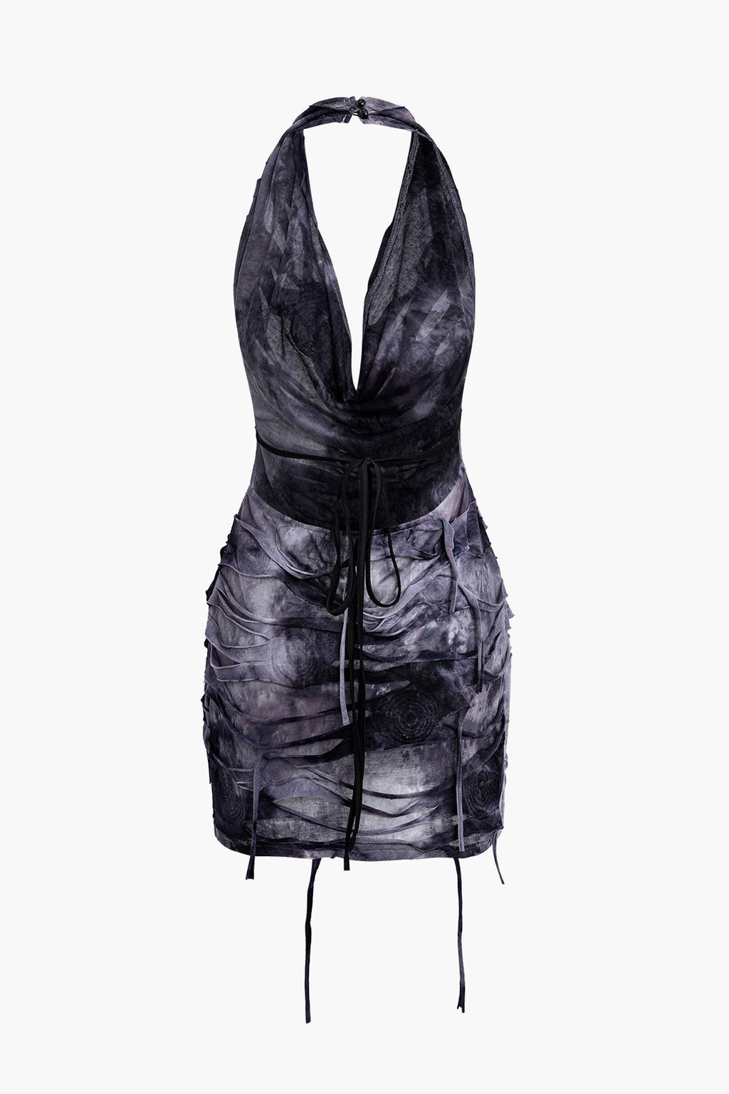 Vestido Mini Halter Espalda Abierta Con Detalles Audaces