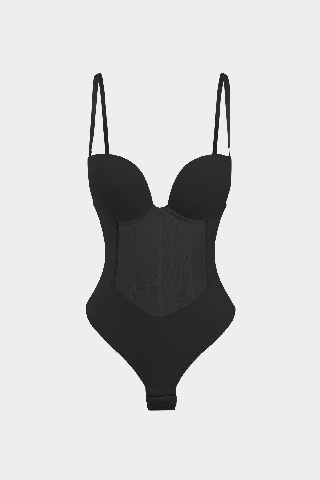 Bodysuit Corsé Bustier De Malla Patchwork Cuello Barco