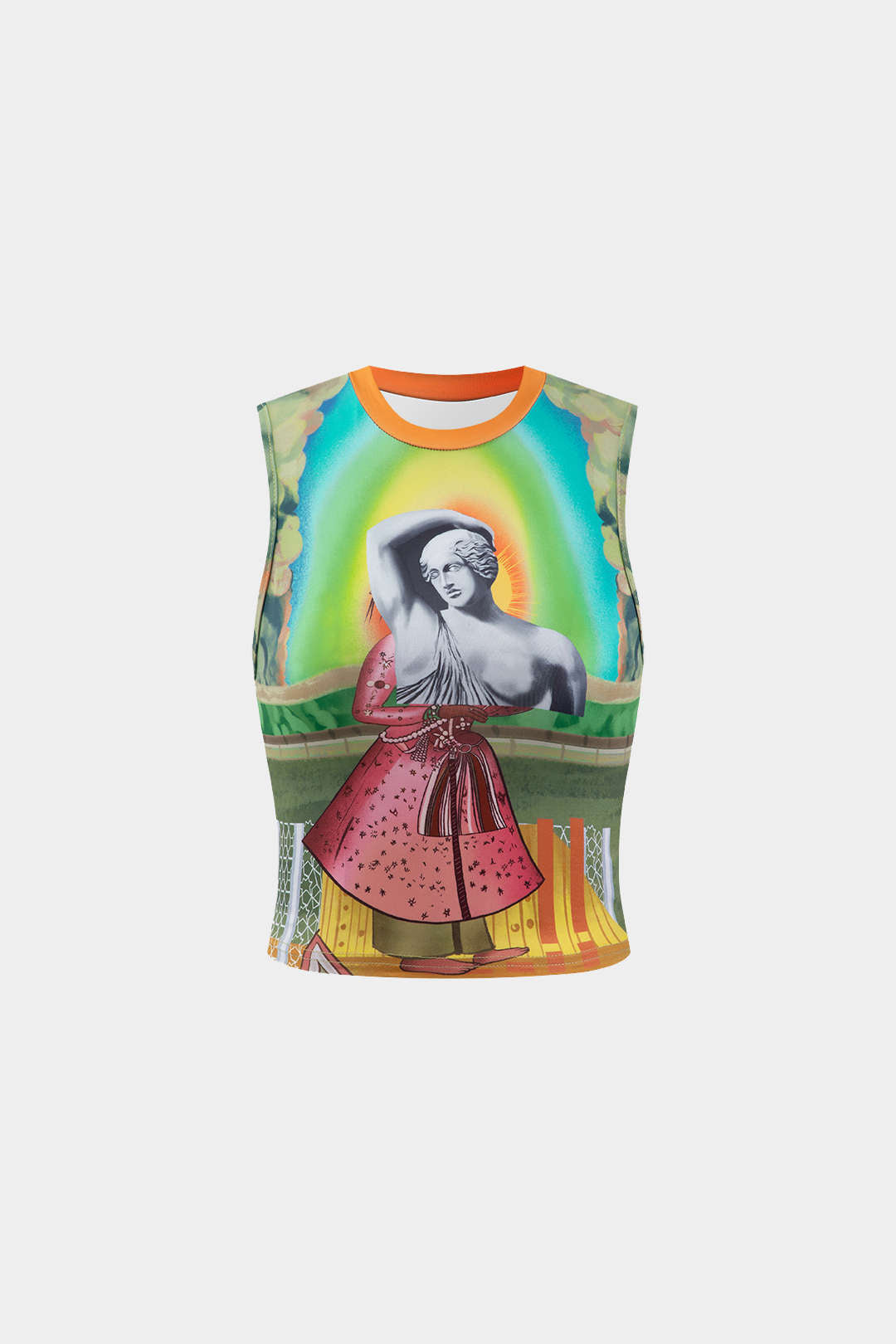 Blusa Tirantes Estampado Escultura Retro Casual Moderna