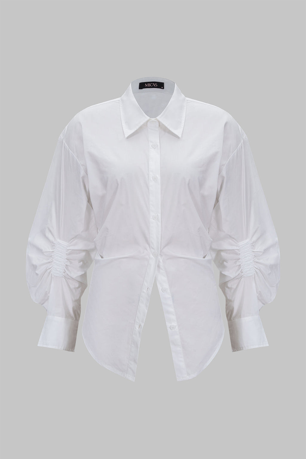 Ruched Button Long-Sleeve Shirt