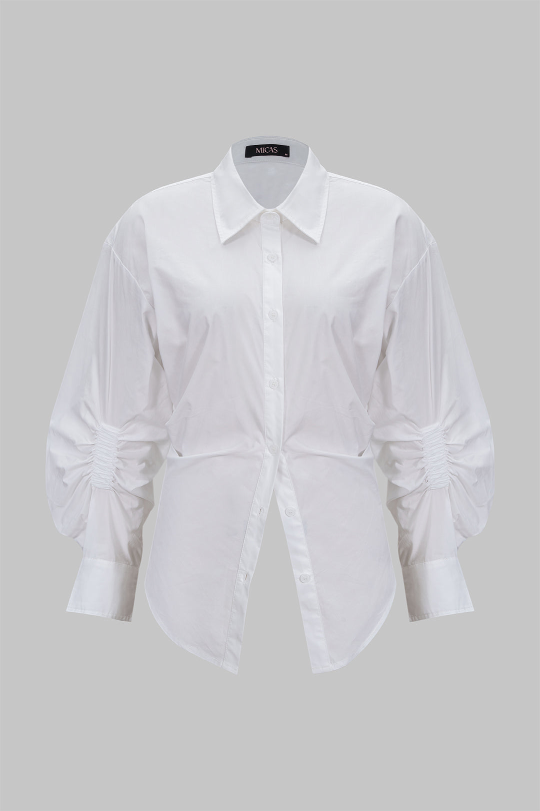 Ruched Button Long-Sleeve Shirt