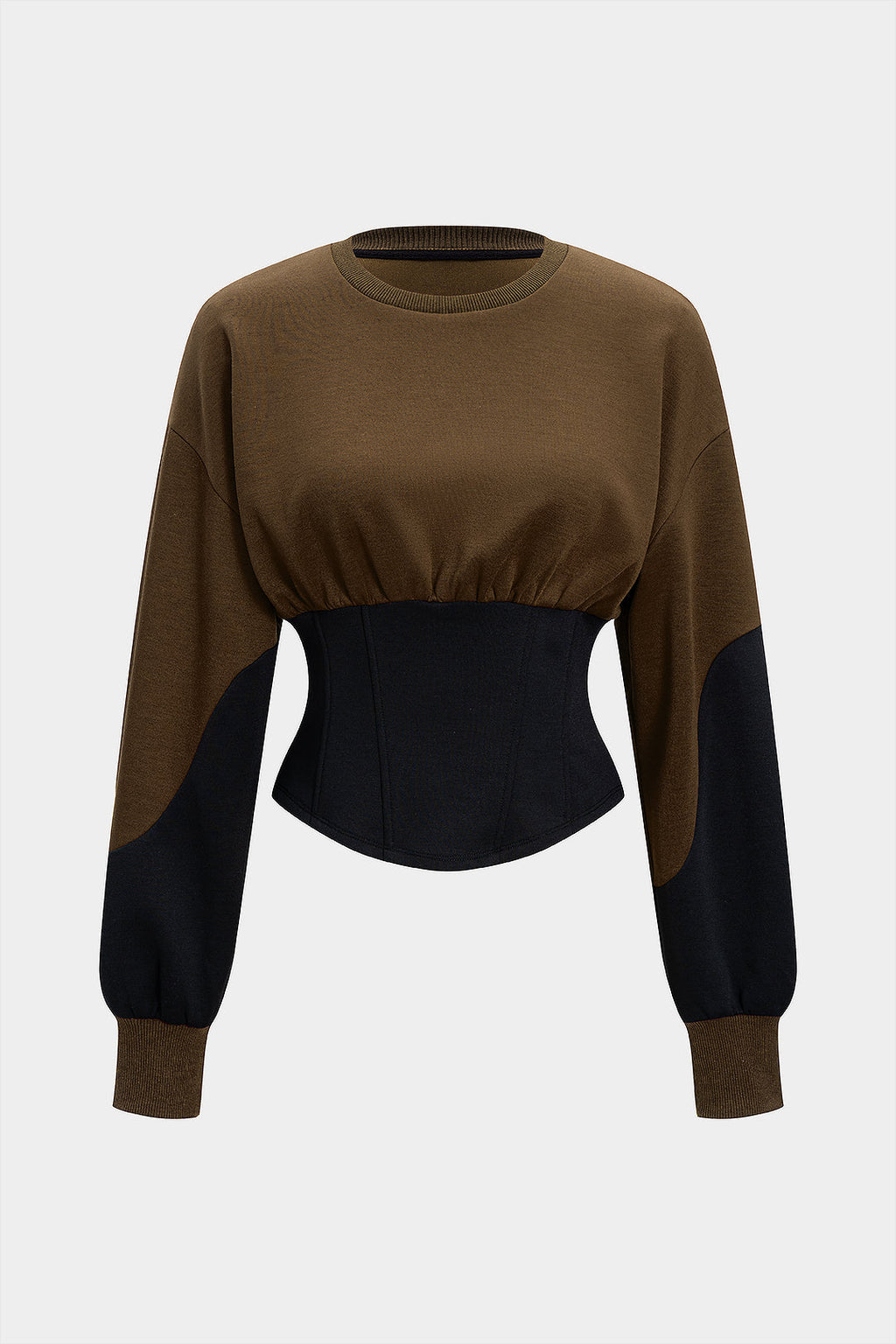 Contrast Asymmetrical Round Neck Sweatshirt