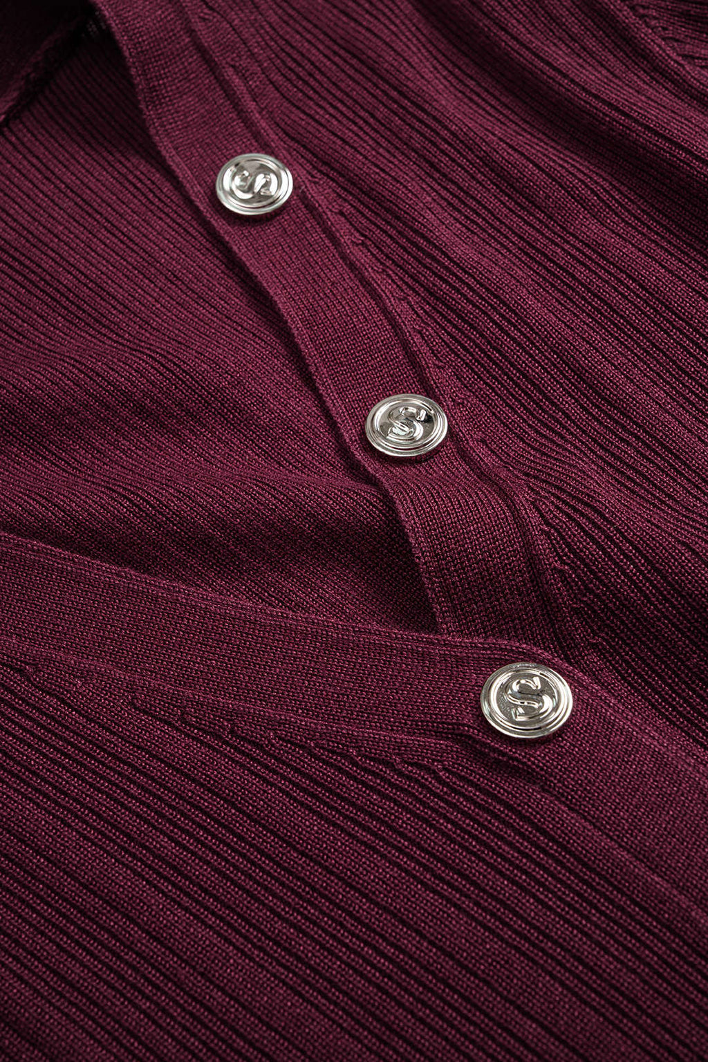 Knit Button V-Neck Long Sleeve Dress