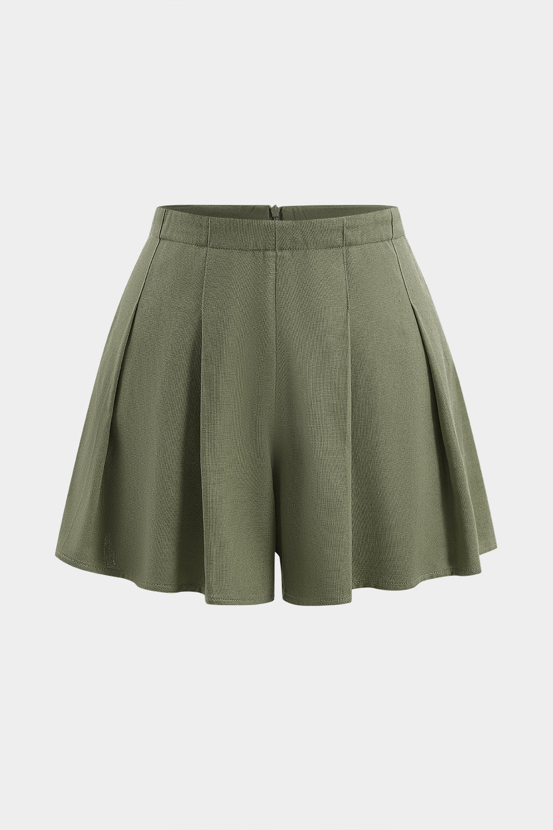 Shorts Plisados De Lino Con Cremallera Verano Ligero