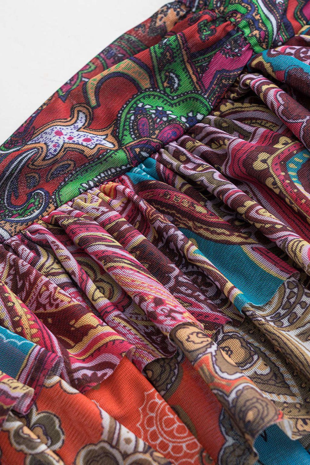 חצאית מותן גבוהה עם הדפס רטרו מרשת 