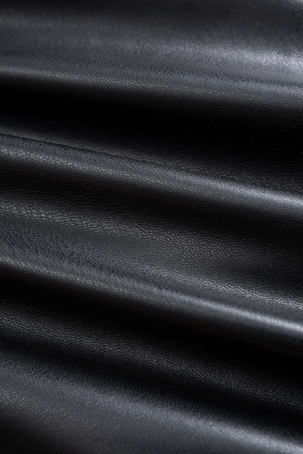 Faux Leather V-Neck Ruched Long Sleeve Mini Dress