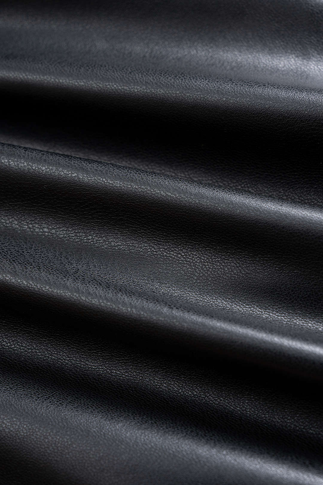 Faux Leather V-Neck Ruched Long Sleeve Mini Dress