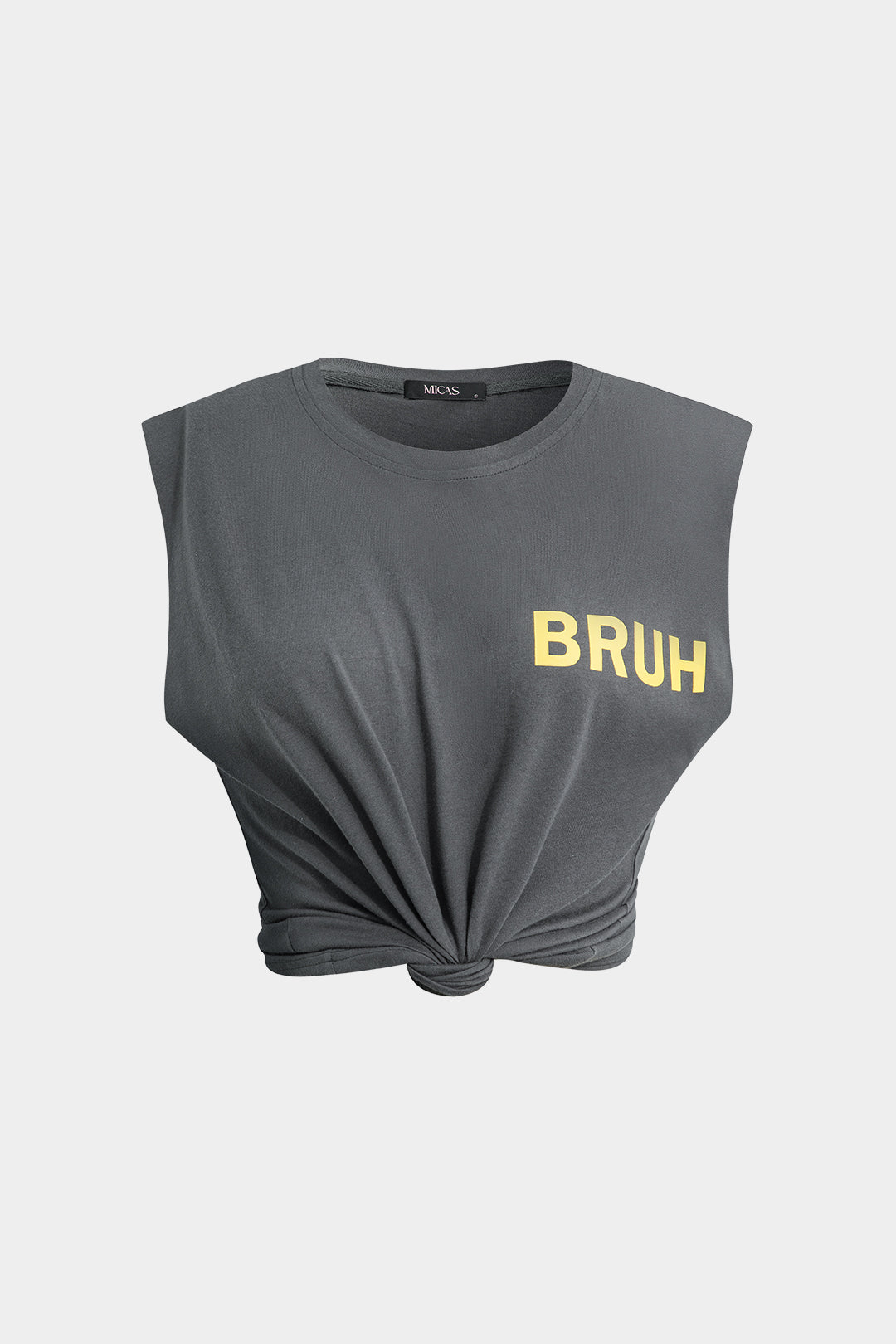 Camiseta Sin Mangas Impresa Bruh Mujer Estilo Diario