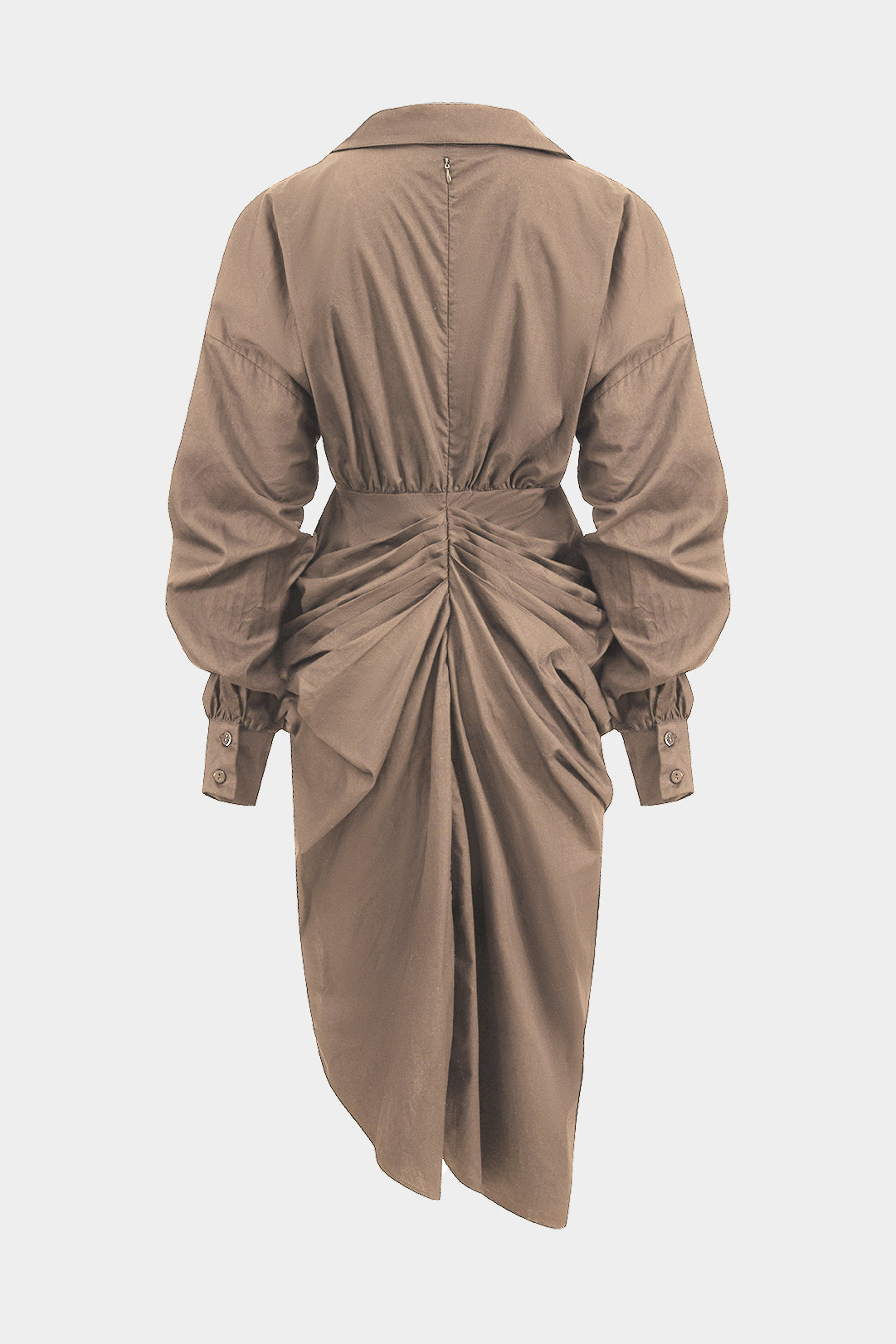 שמלת מידי עם צווארון V וסדקים 