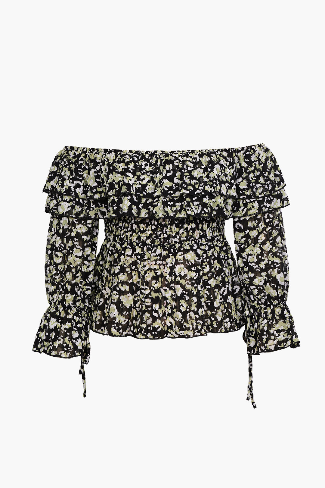 טופ שיפון עם כתפיים פתוחות 