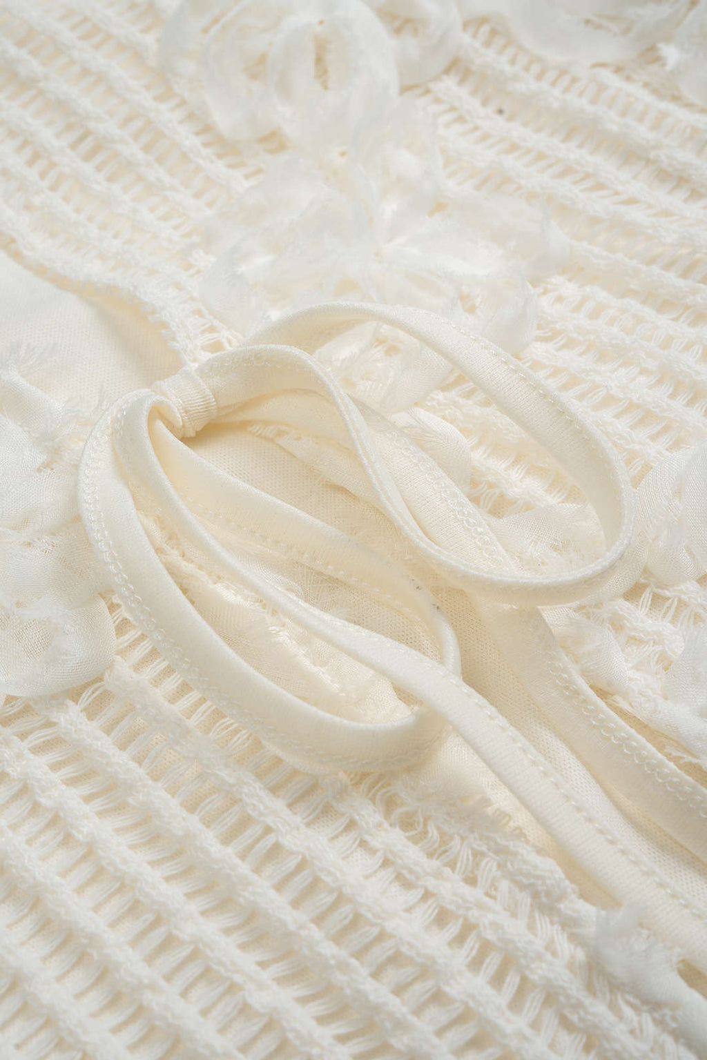 3D Floral Tie-Back Long-Sleeve Top