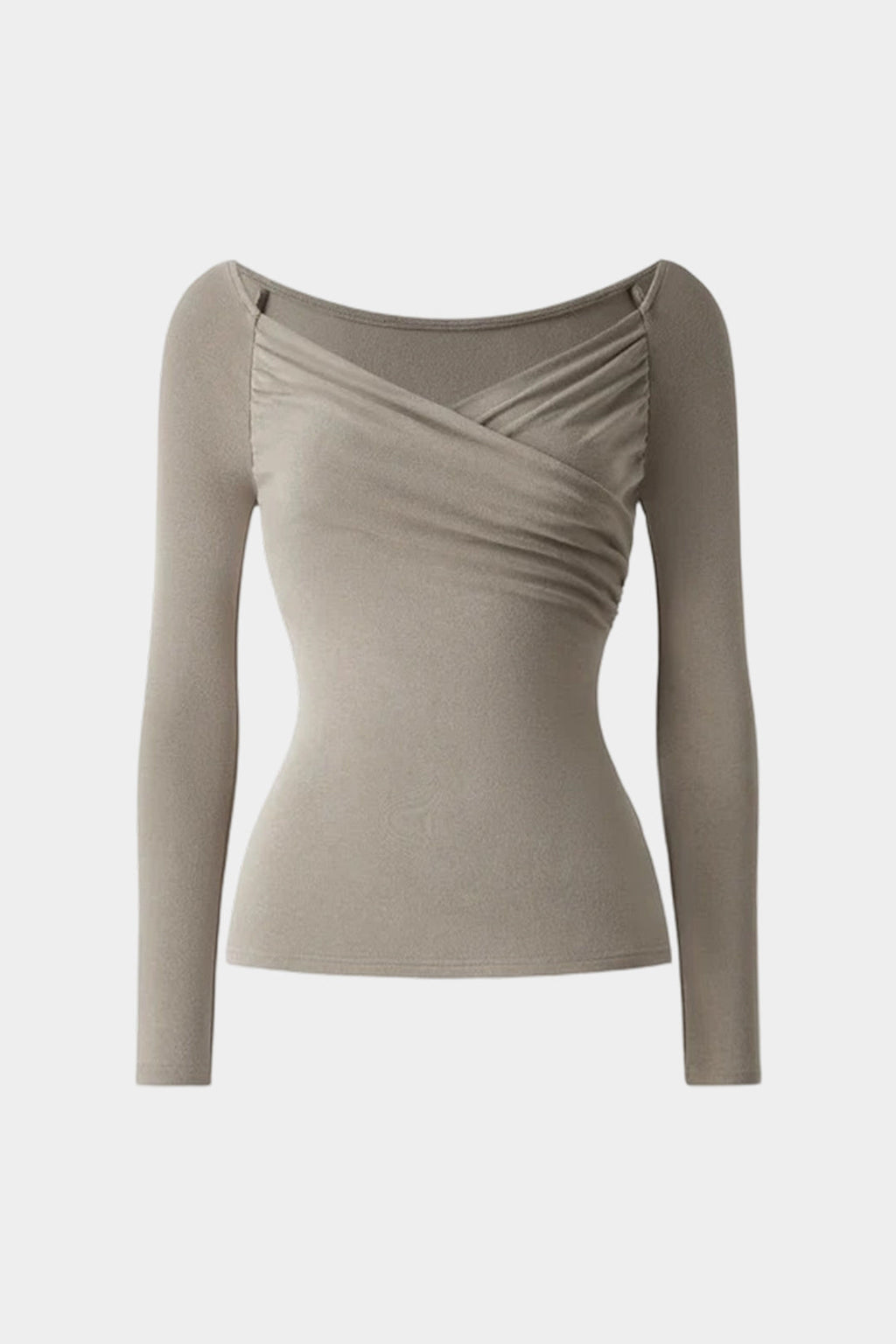 Solid Crossed Long-Sleeve Top