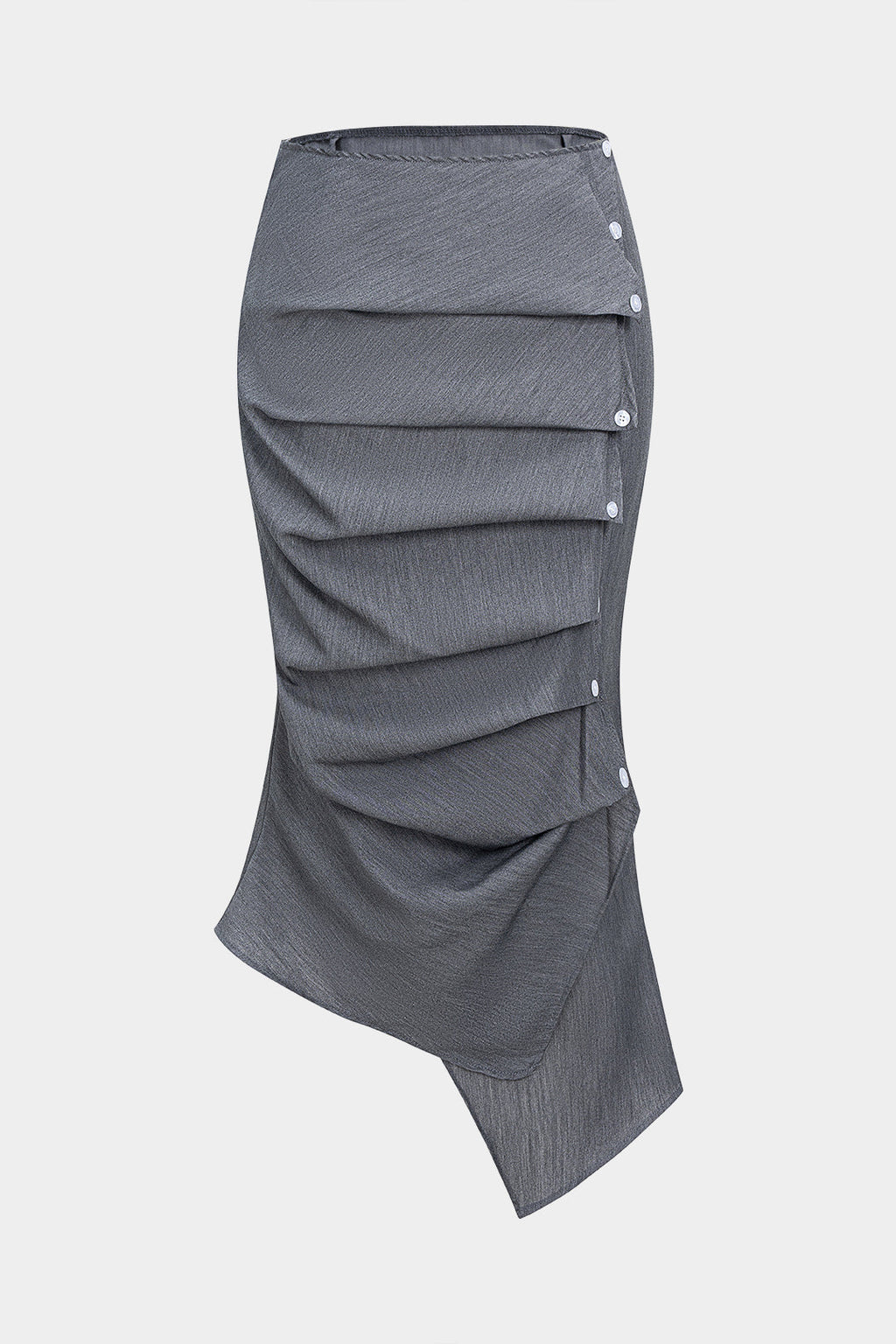 חצאית אסימטרית עם כפתורים וקשירה לא סדירה 