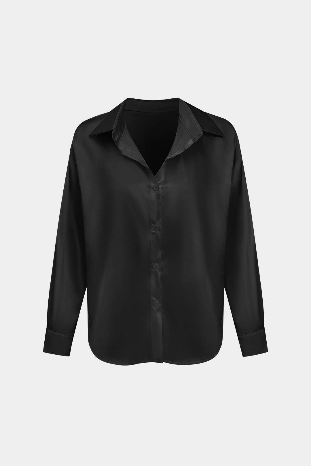 Camisa Satinada De Manga Larga Con Silueta Elegante