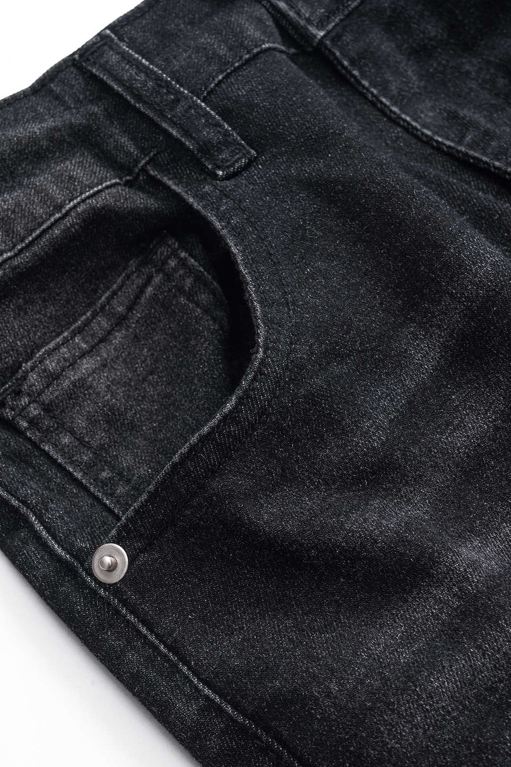 Vaqueros Denim Pierna Ancha Con Desgaste Y Bolsillos Botón