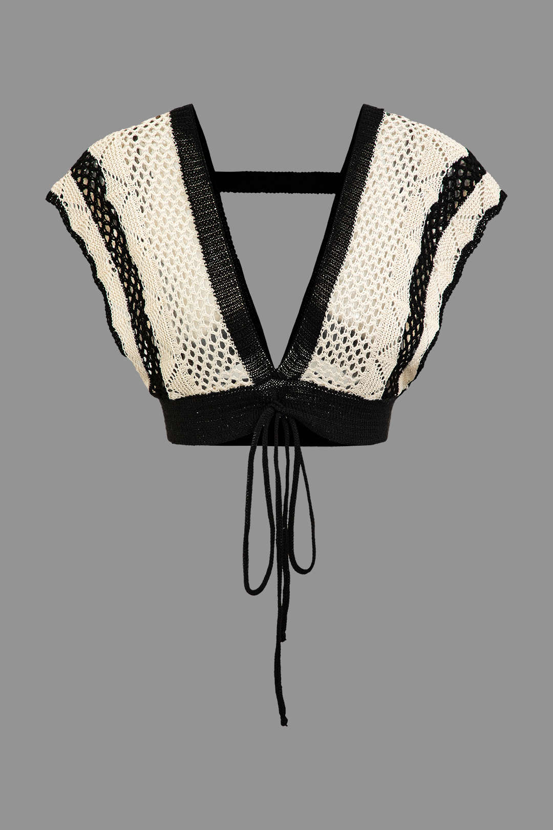 Conjunto Corto De Punto Con Escote En V Crochet Mujer