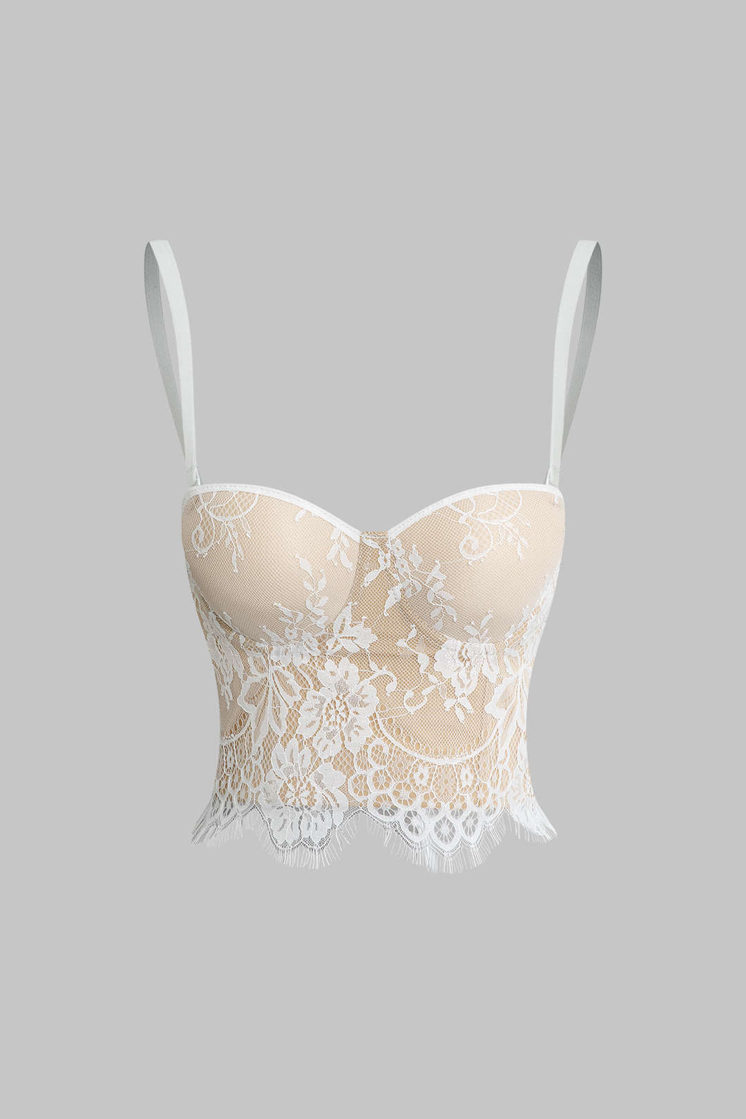 Top Bustier De Encaje Con Cierres De Gancho Y Ojal Lujoso