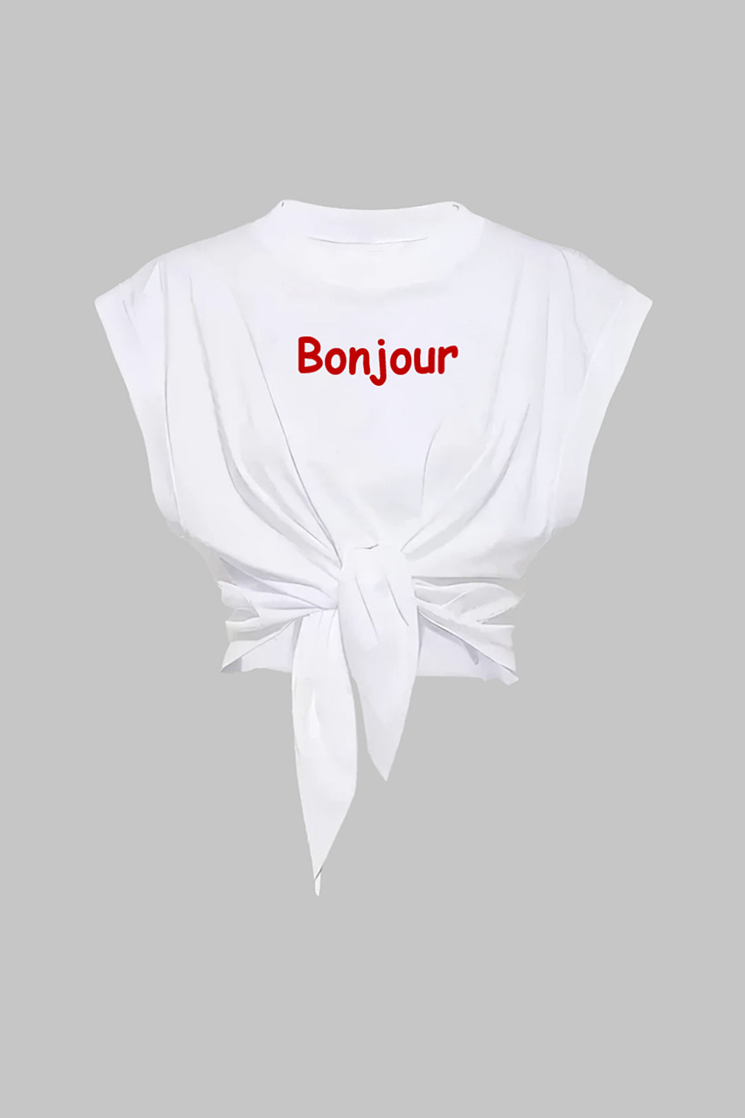 Camiseta Corta Estampada Con Nudo Frontal Cotidiano