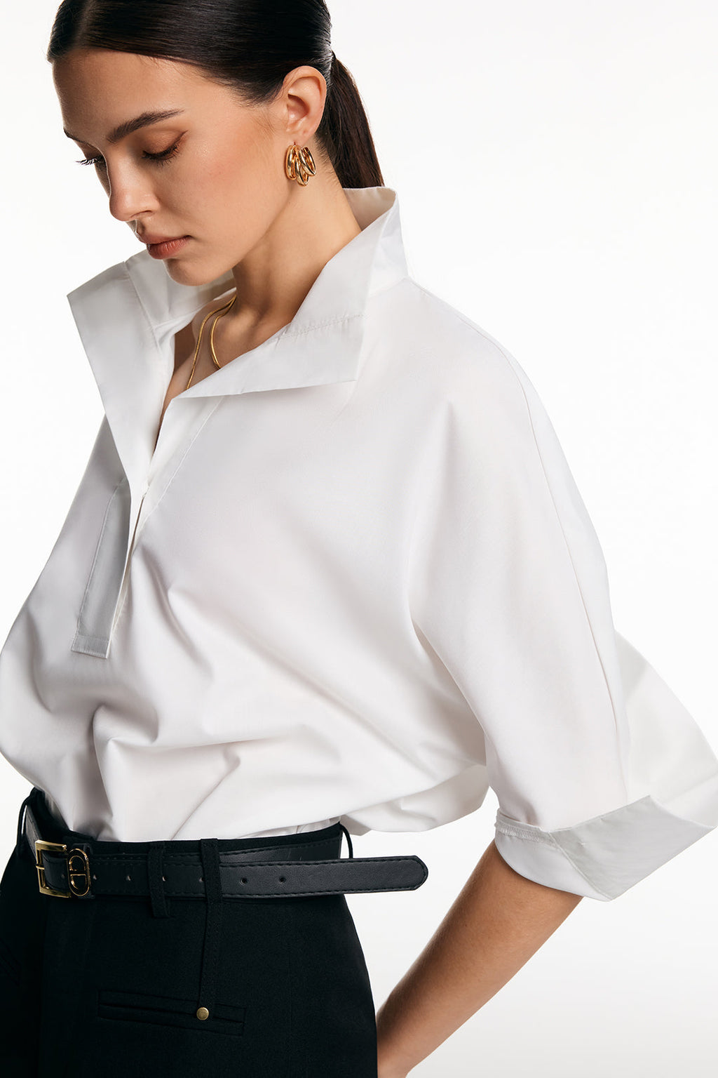 חולצת עטלף ארוכת שרוולים אחידה 