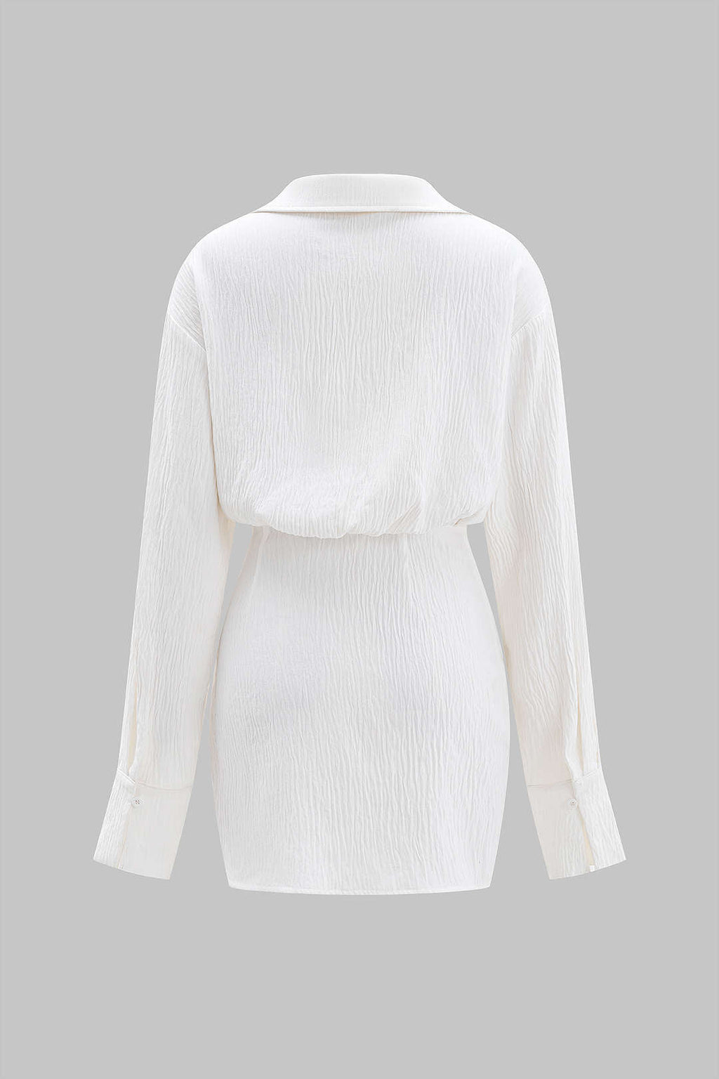Vestido Mini de Manga Larga Cuello V Profundo Minimalista