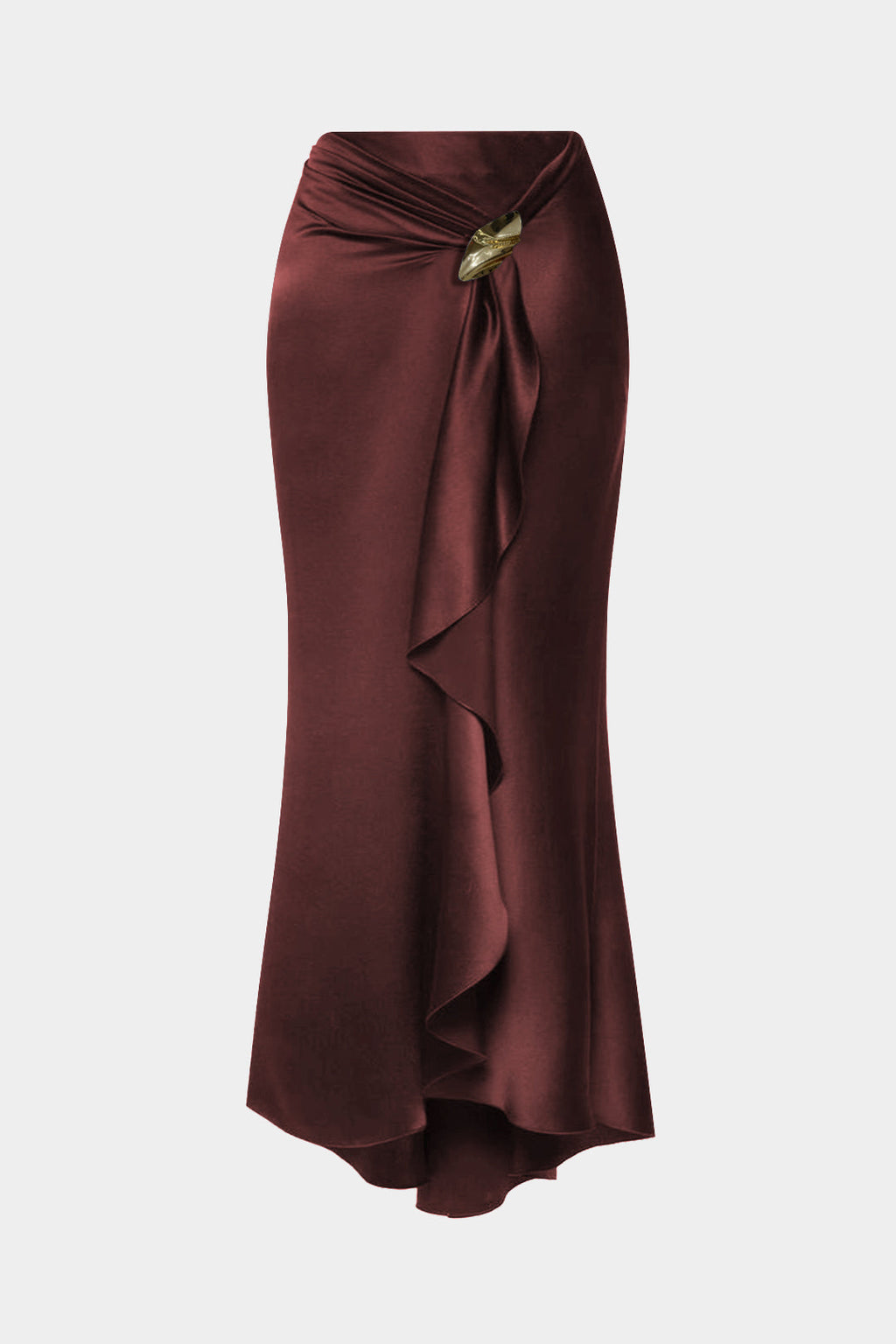 חצאית אסימטרית עם קפלים סאטן 