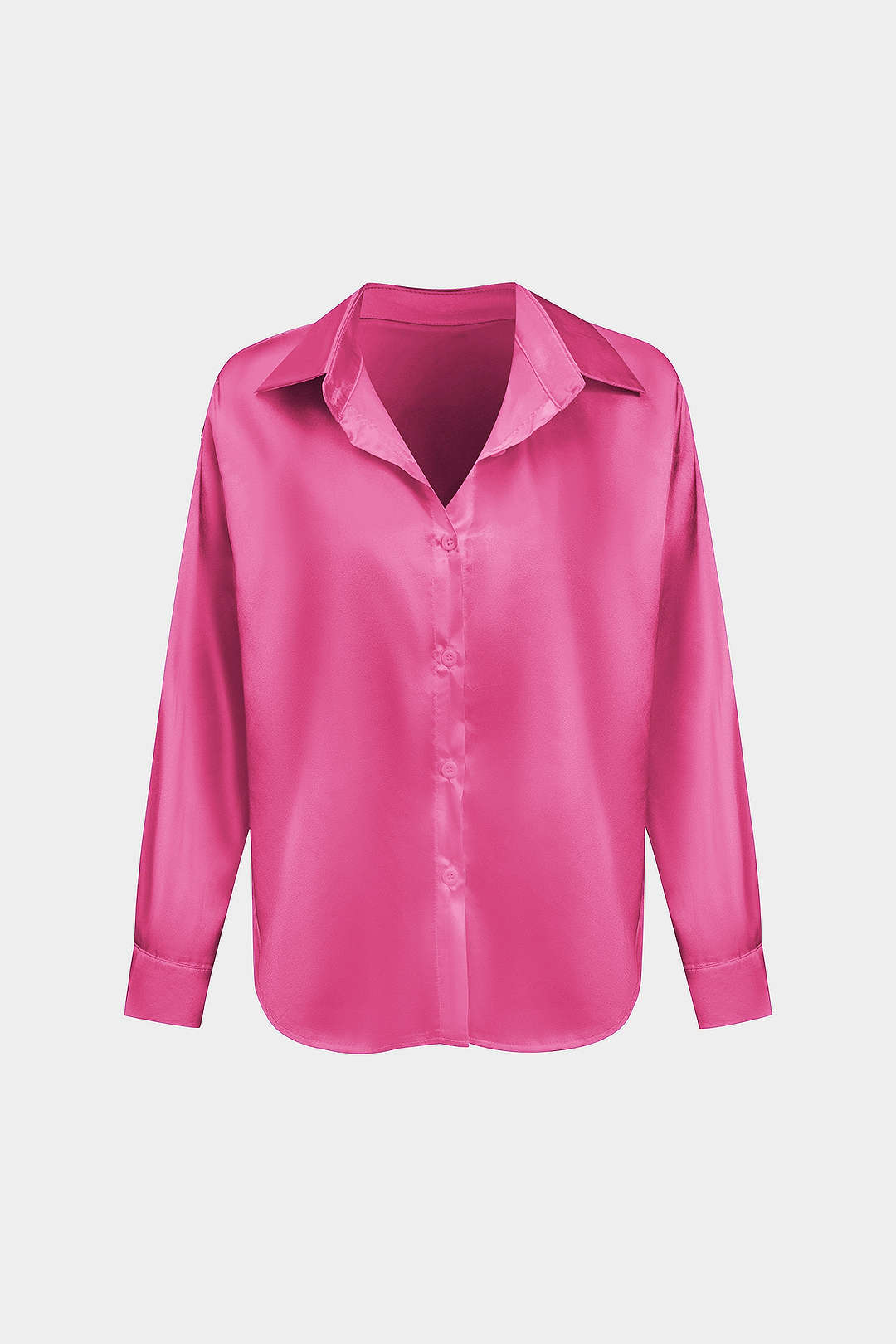 Camisa Satinada De Manga Larga Con Silueta Elegante