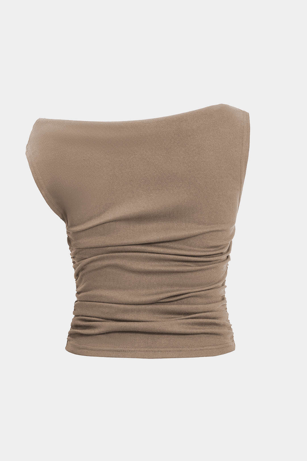 Blusa Asimétrica Con Nudo En Un Hombro Sin Mangas Drapeada