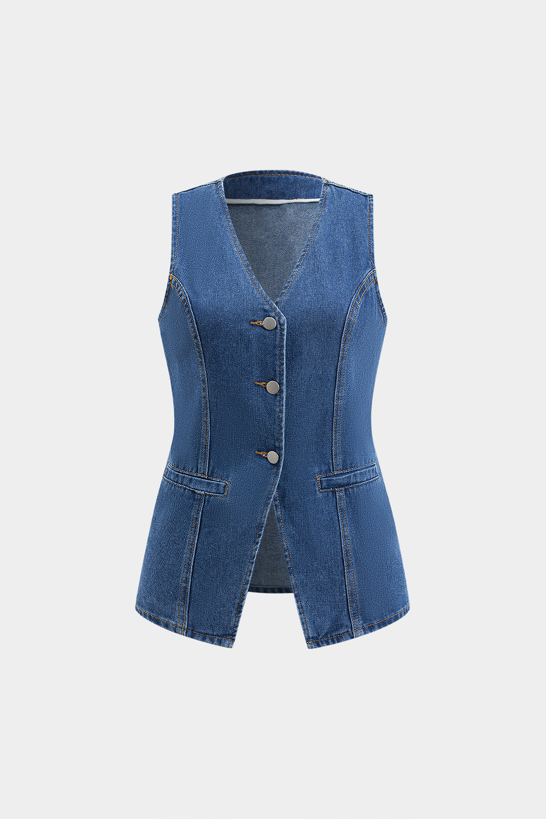 Conjunto Denim Tank Top Y Shorts Con Botones Y Cinturón