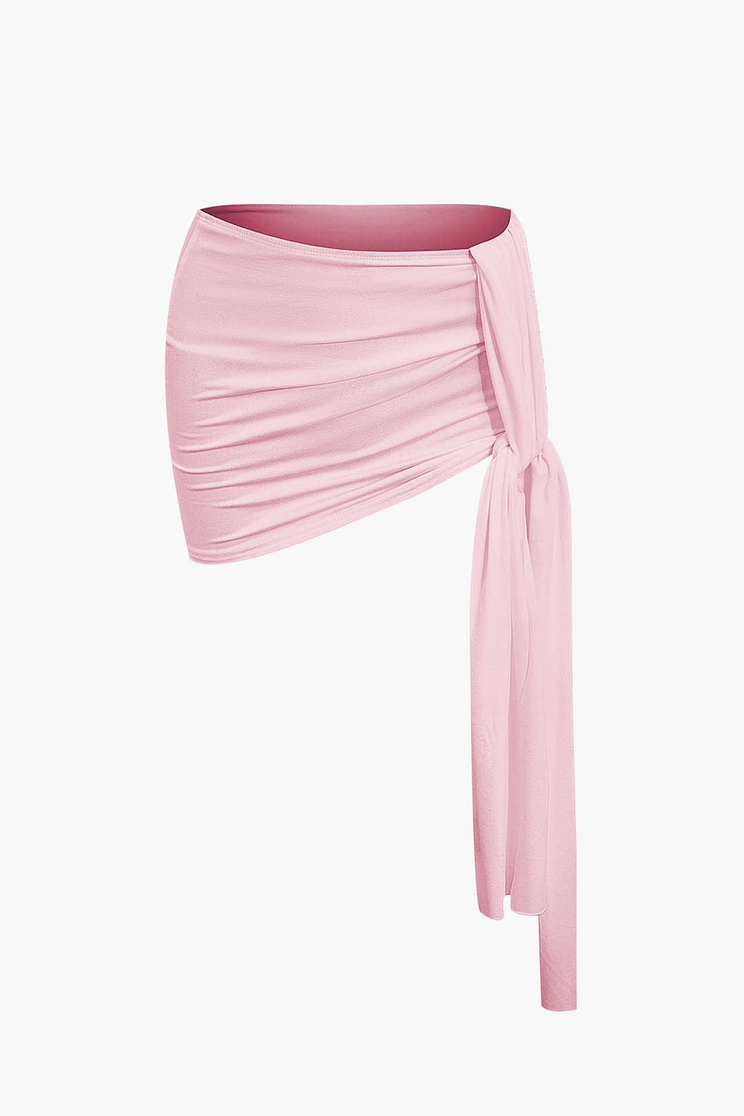 Conjunto Top Corto Asimétrico Y Falda Mini Atada Elegante