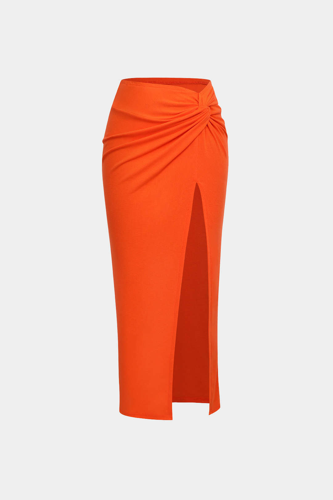Falda Midi de Punto Suave con Nudo y Rendija Lateral