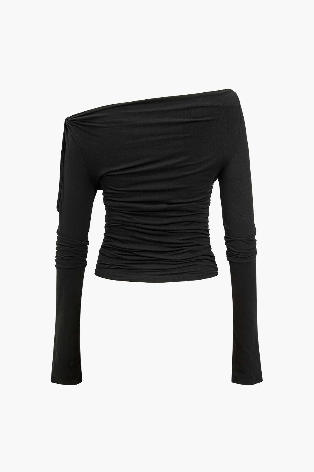 Blusa Recta Detalle Abertura Nudo Twist Manga Larga