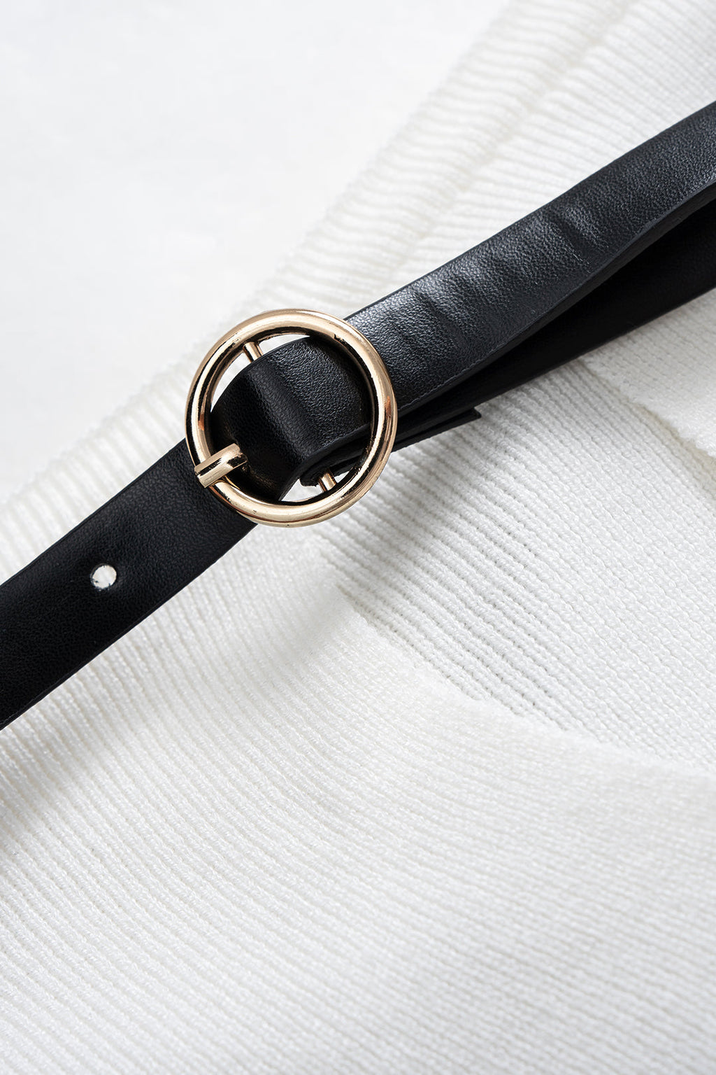 Belted Off Shoulder Cut Out Long-Sleeve Top