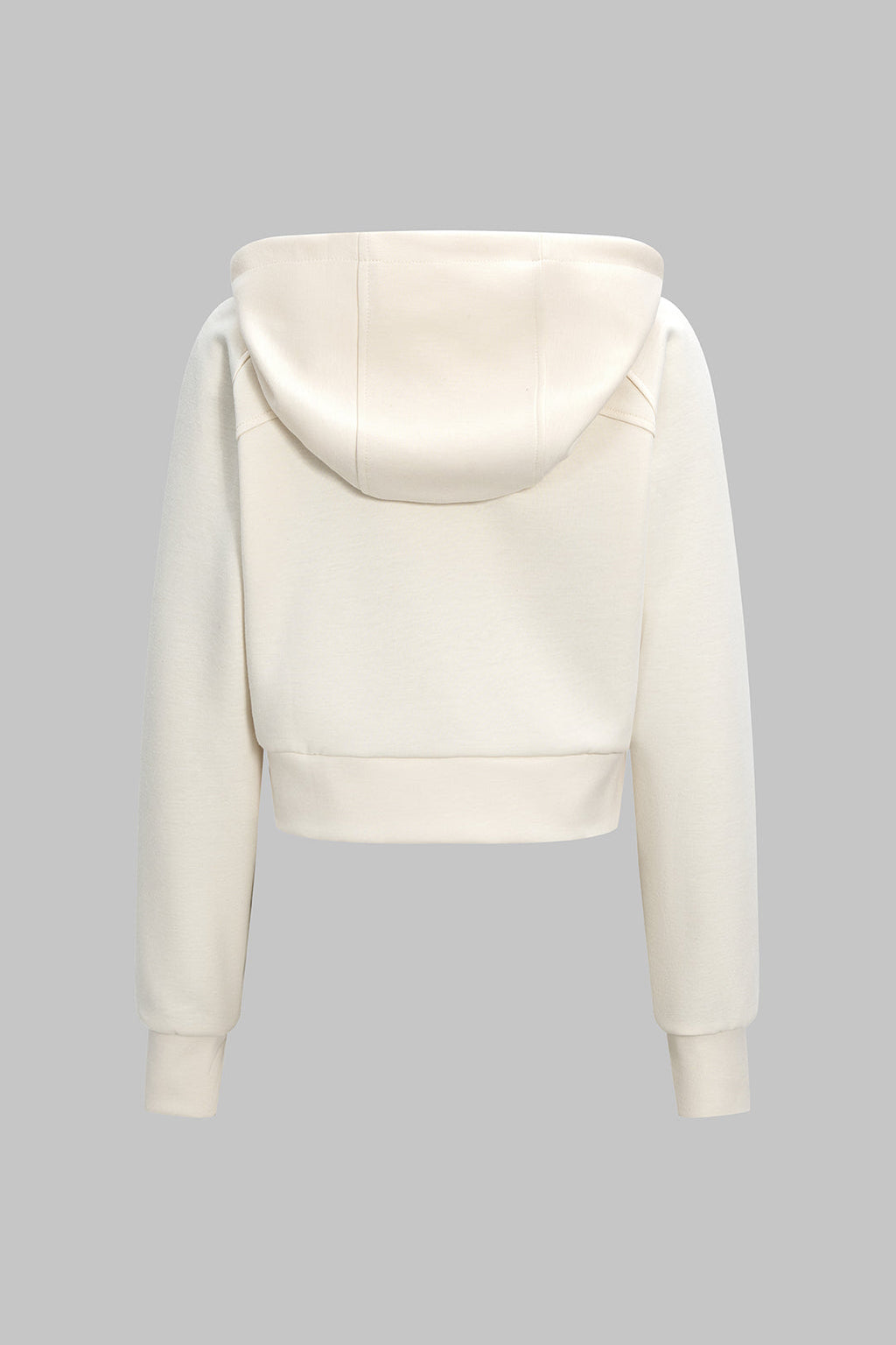 Zipper Long-Sleeve Short Hoodie