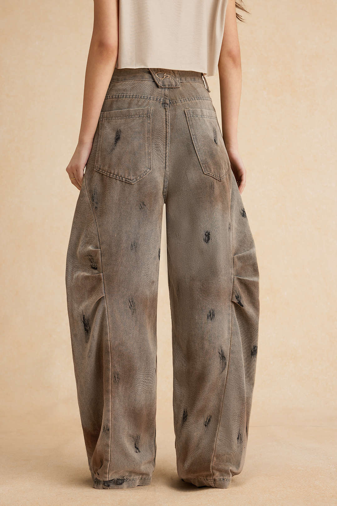 Vaqueros Denim Sucio Mujer Pierna Ancha Barrel Jeans