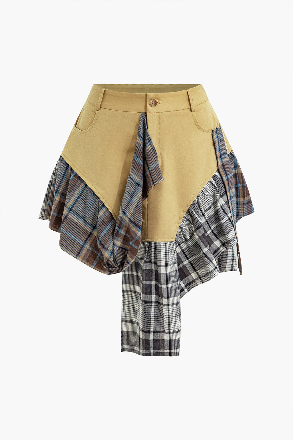 חצאית מיני עם הדפס משובץ טלאים 