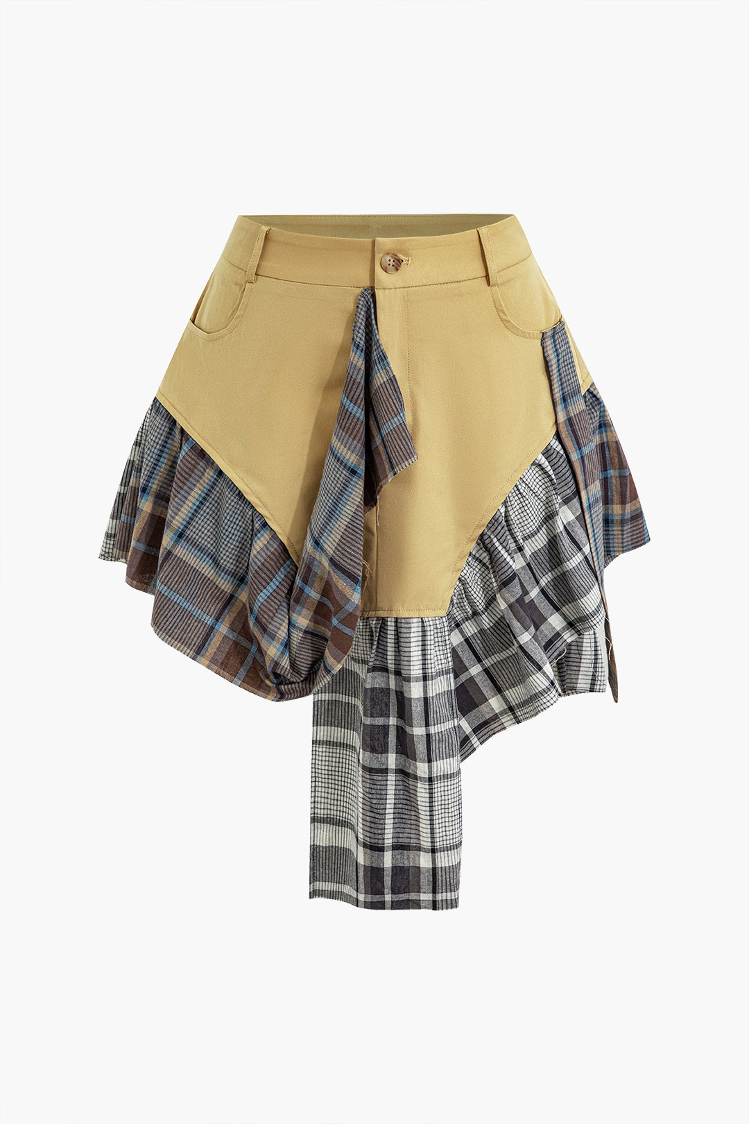 חצאית מיני עם הדפס משובץ טלאים 