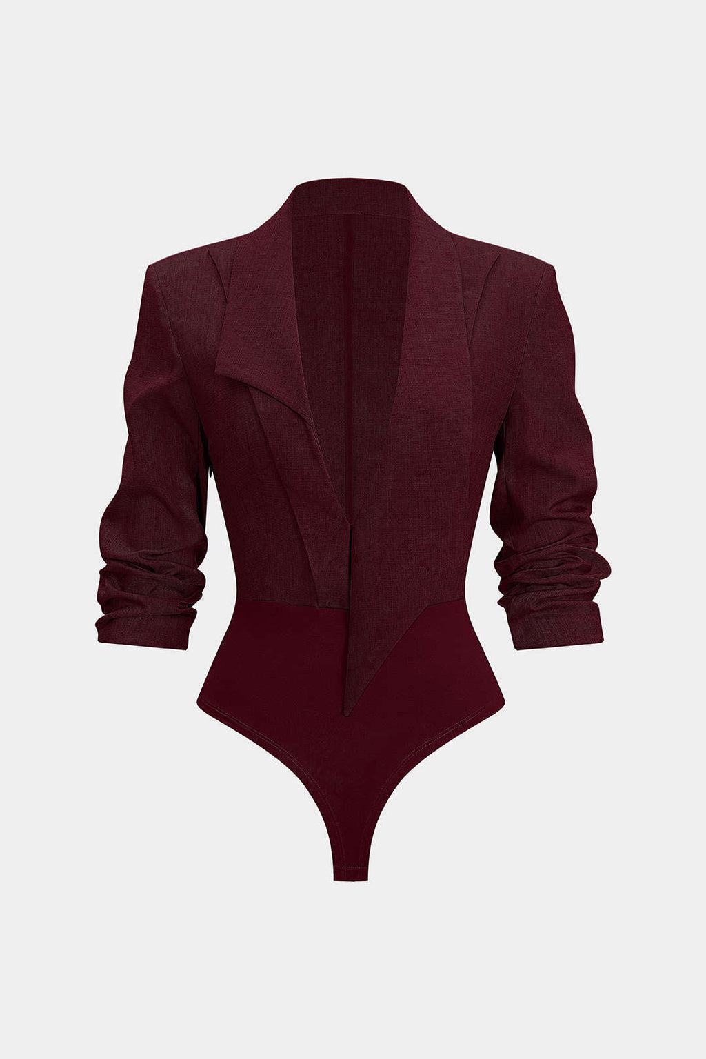 בגד גוף א-סימטרי עם שרוולים ארוכים ודש מחורץ 