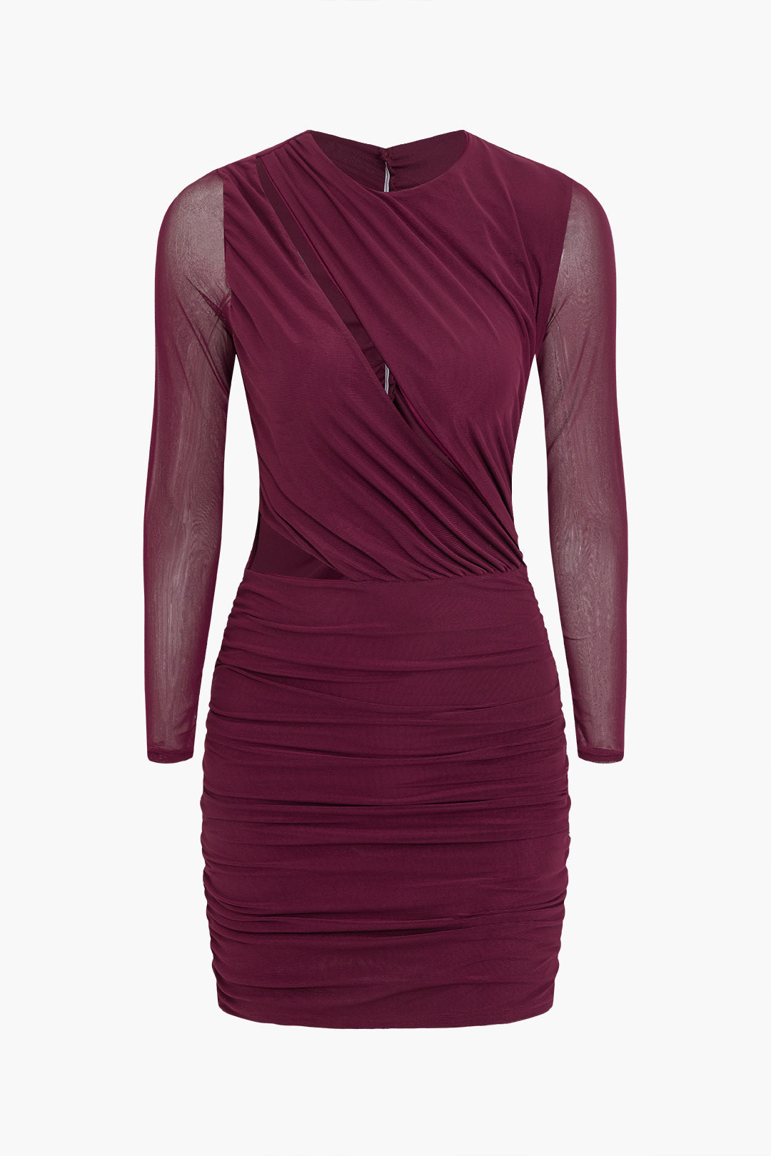 שמלת מיני עם שרוולים ארוכים וגזרות רשת 