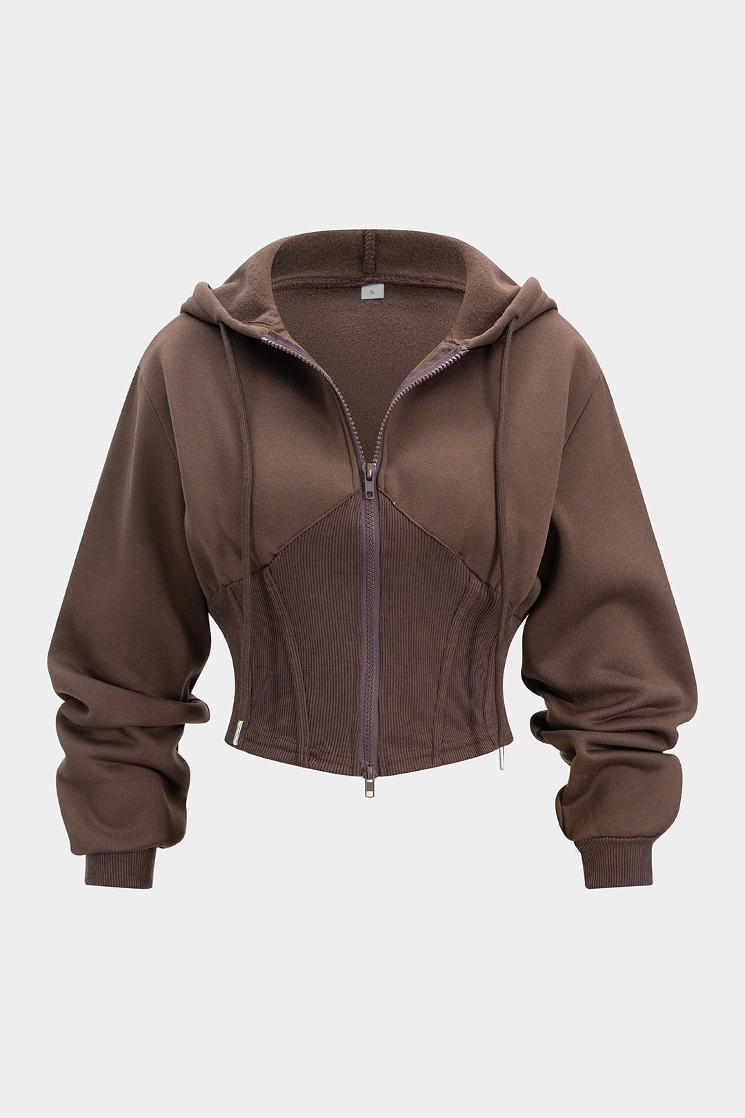 Drawstring Patchwork Hooded Sweatshirt