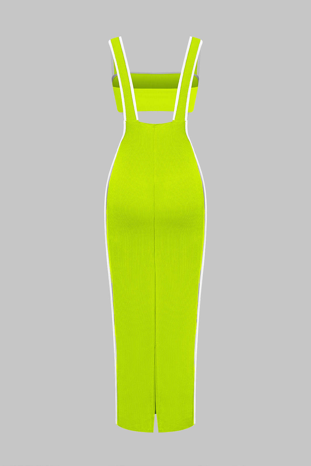 Conjunto Dos Piezas Tubo Salopette Vestido Borde Contraste
