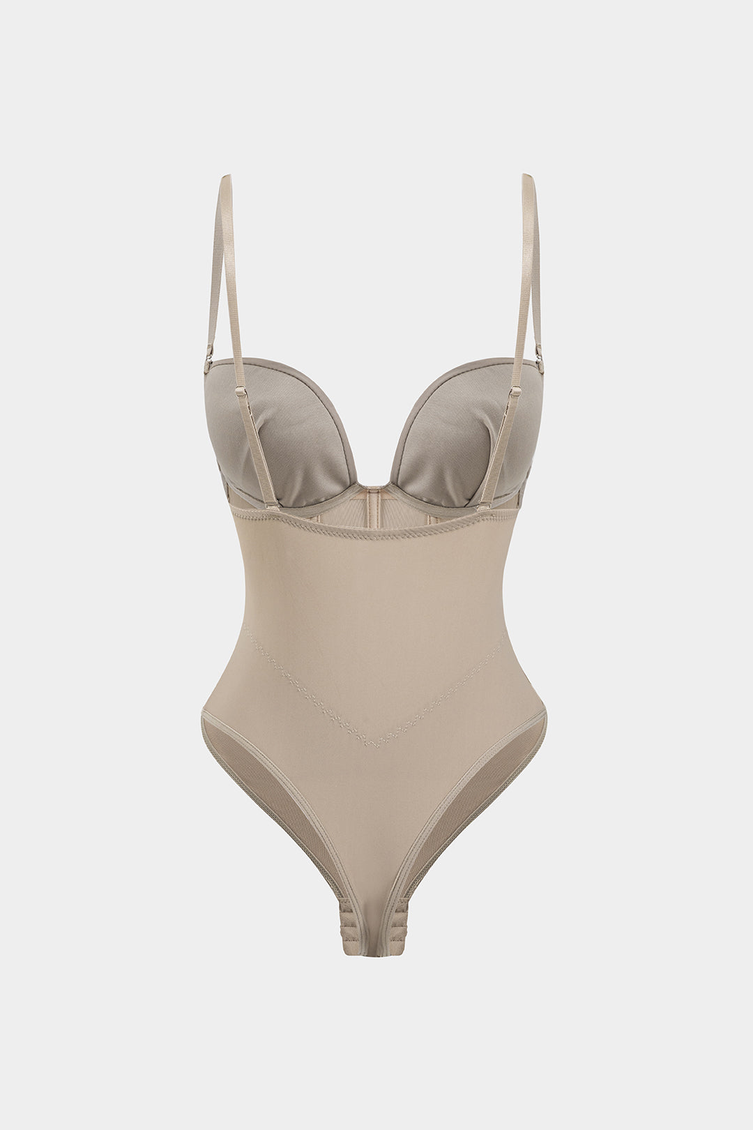 Bodysuit Corsé Bustier De Malla Patchwork Cuello Barco