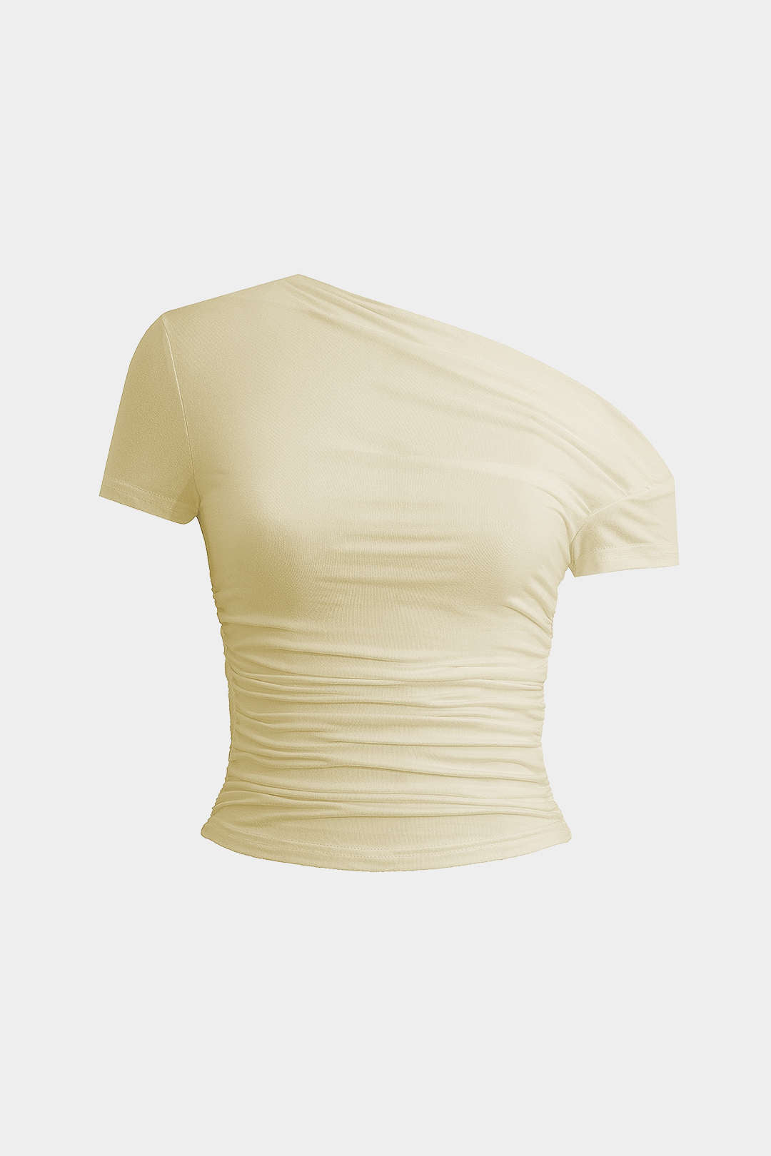 Camiseta Básica Asimétrica Drapada Para Uso Diario Versátil