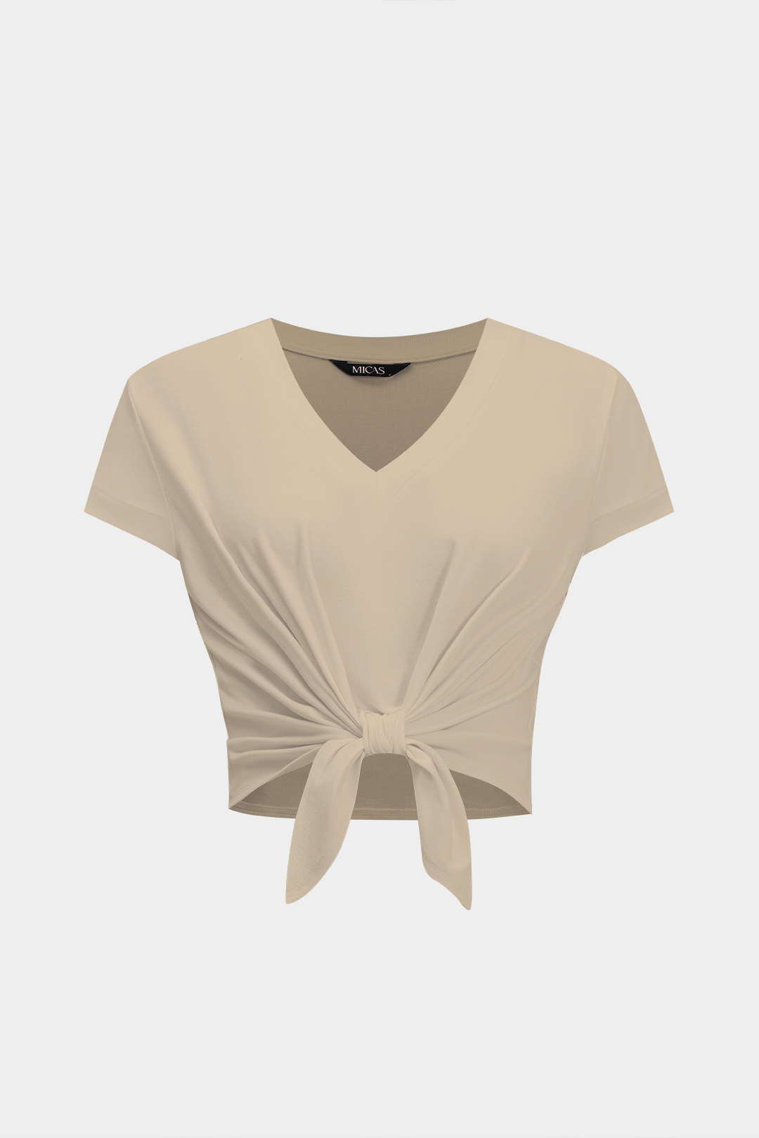 Camiseta Manga Corta Con Lazo Silueta Minimalista Elegante