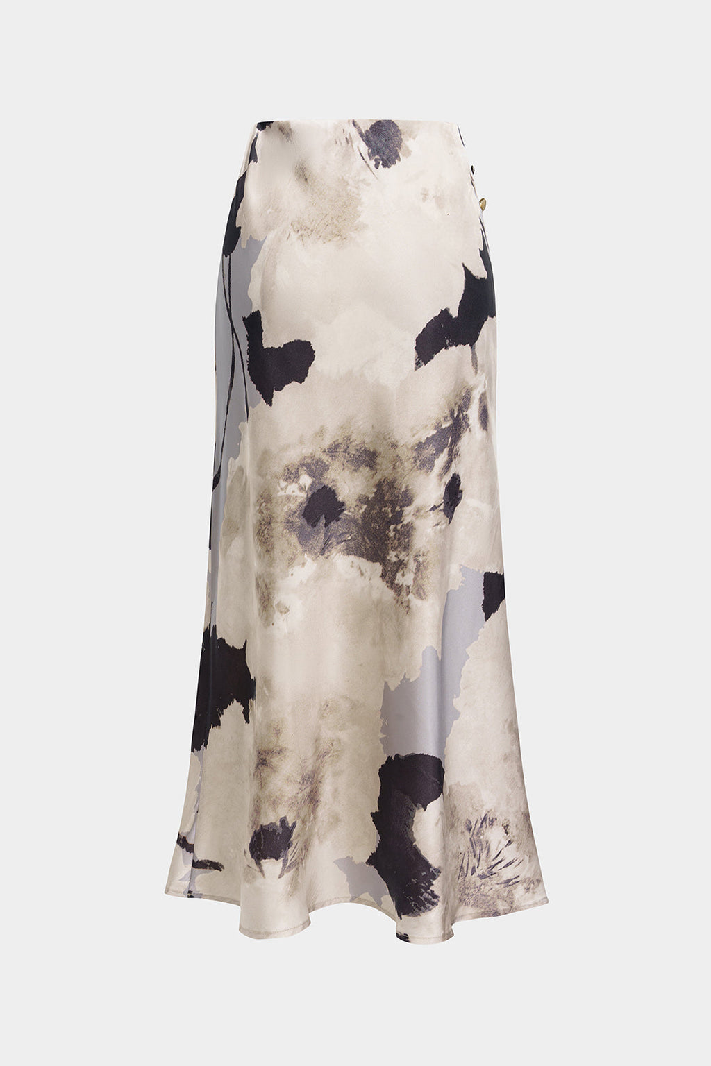 חצאית כפתורים עם הדפס פרחוני סאטן 