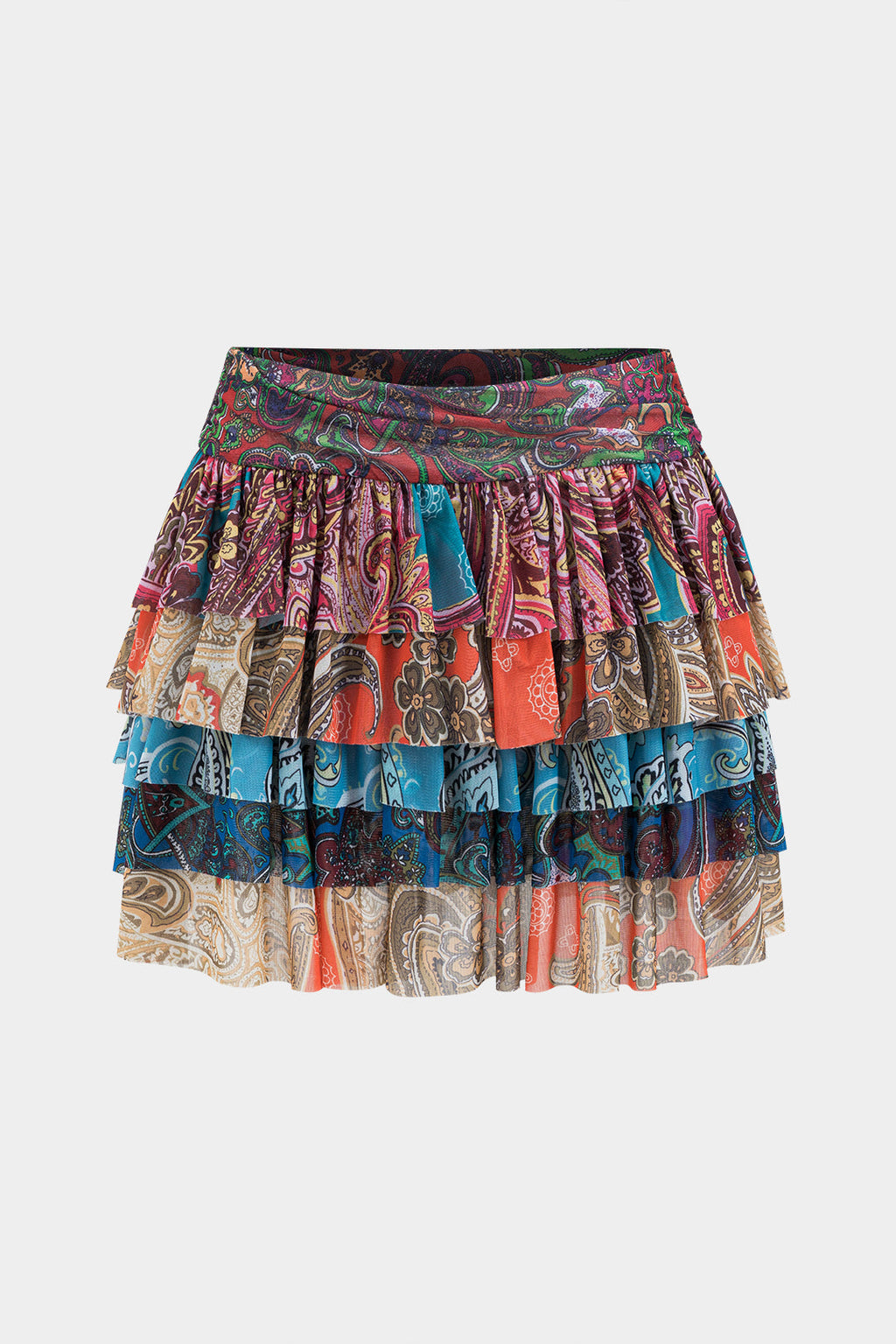 חצאית מותן גבוהה עם הדפס רטרו מרשת 
