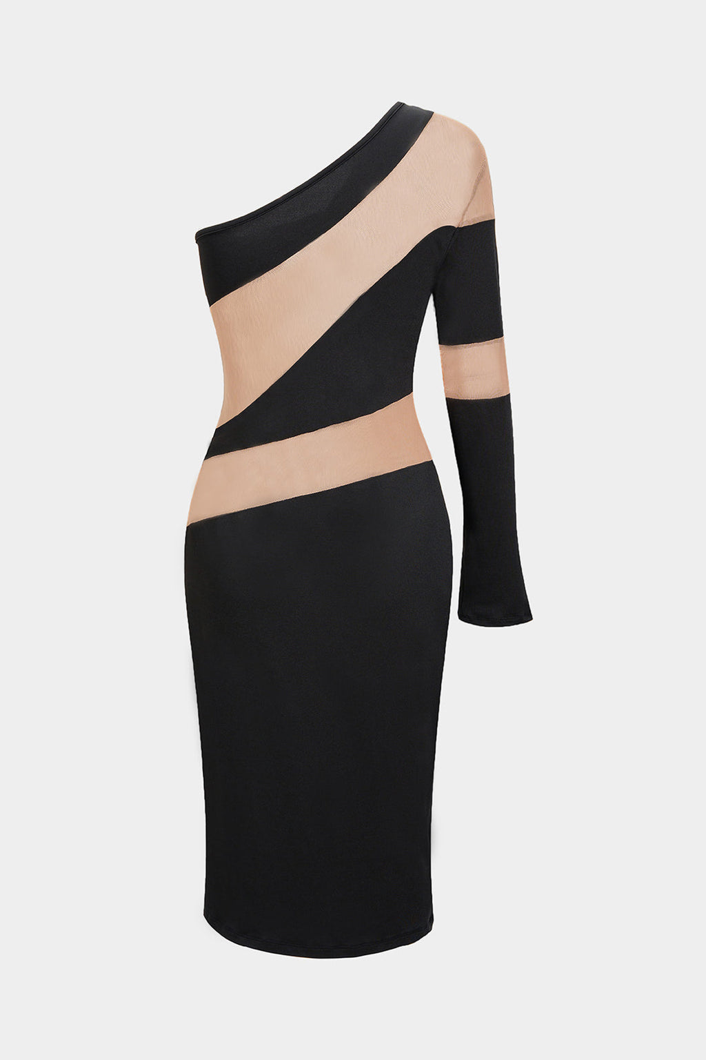 Contrast Mesh Patchwork Maxi Dress