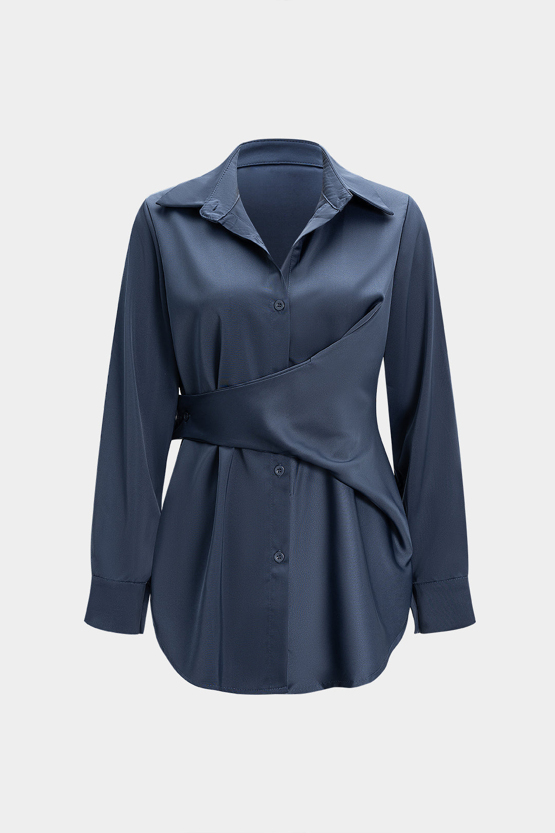 Satin Button Long-Sleeve Shirt