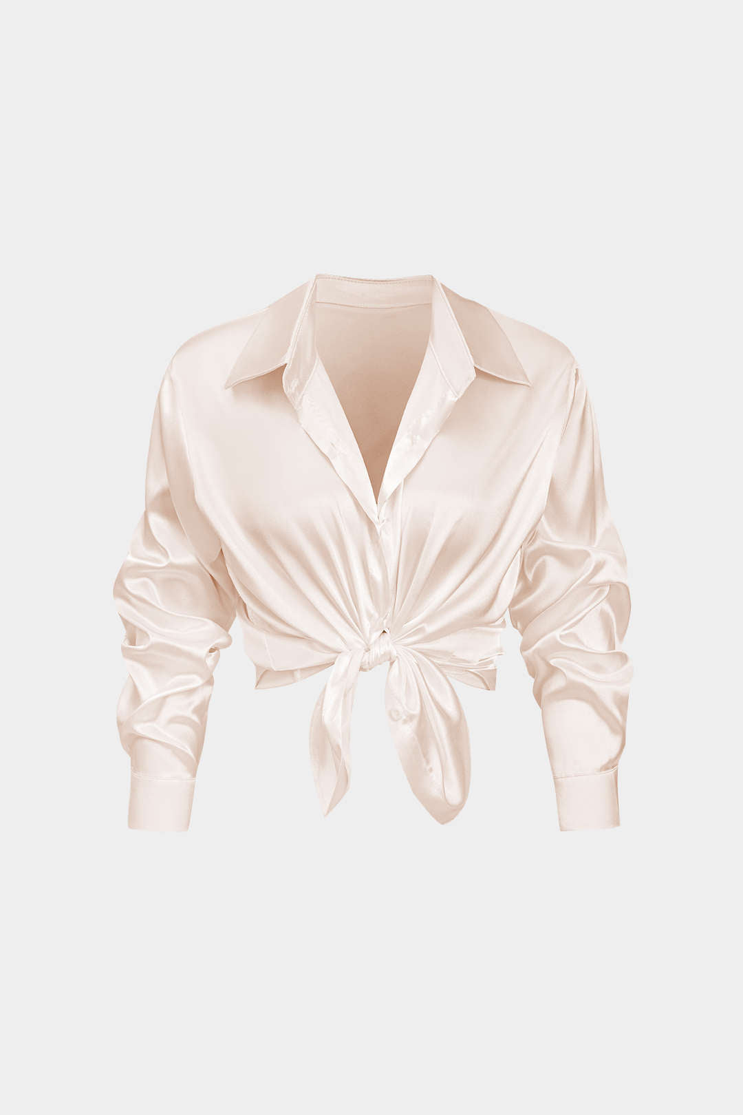 Camisa Satinada De Manga Larga Con Silueta Elegante