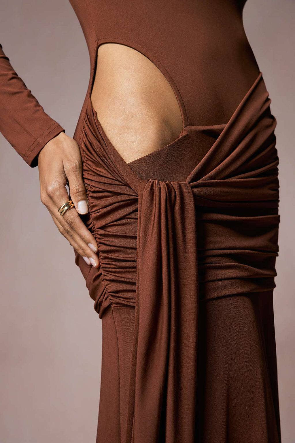 Round Neck Strappy Cut Out Maxi Dress